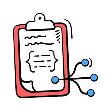 A well designed hand drawn icon of process flowchart clipboard. Stock Illustration
