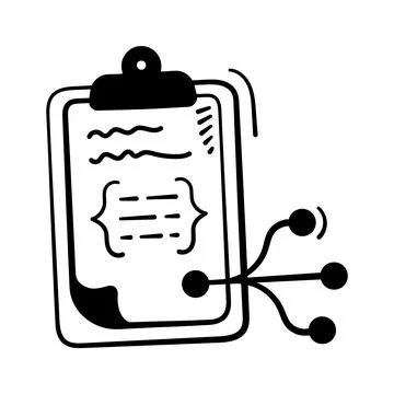 A well designed hand drawn icon of process flowchart clipboard. Stock Illustration