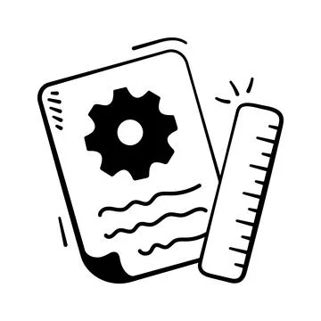 A well designed hand drawn icon showing a ui measurement tool. Illustrazione stock