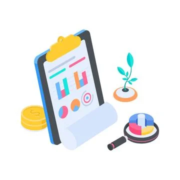 Well designed isometric illustration of e book learning on tablet devices. Stock Illustration