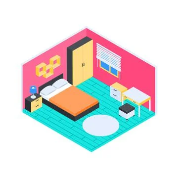 Well designed isometric illustration of geometry tools for digital mathematics Stock Illustration