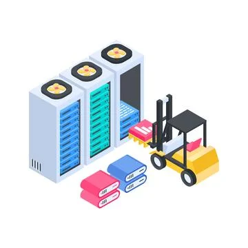 Well designed isometric illustration of geometry tools for digital mathematics Stock Illustration