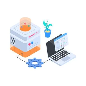 Well designed isometric illustration of geometry tools for digital mathematics Stock Illustration