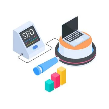 Well designed isometric illustration showing a code editor on a desktop Stock Illustration