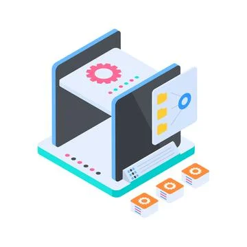 Well designed isometric illustration of study resources for remote university 스톡 일러스트