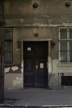 Well designed old door entry of an eastern european building Stock Photos