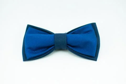 Well-designed stylish dark-blue bow tie made of soft cloth Stock Photos