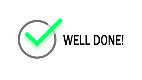 Well Done Check Mark Animation with Success and Completion Text on White Ba.. Video stock 342723164