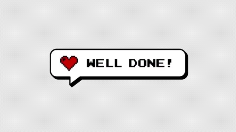 Well Done! comment balloon in 8-bits pixel art neubrutalism style. Stock Footage 316774722