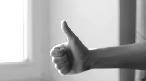 Well done gesture black white - thumbs up sign Stock Footage 45641666