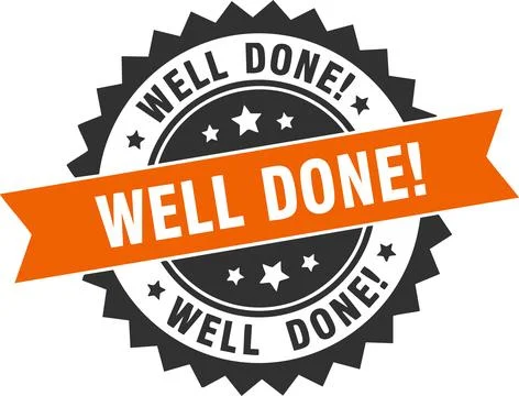 Well Done Message in Round Badge with Ribbon for Achievement Stock Illustration
