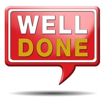 Well done red text balloon Stock Illustration