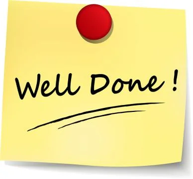 Well done yellow note Stock Illustration