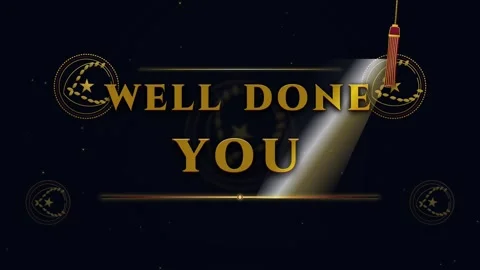 Well done you text on dark background with graphic decorations Stock Footage 344438210