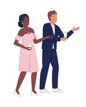 Well dressed couple semi flat color vector characters Stock Illustration