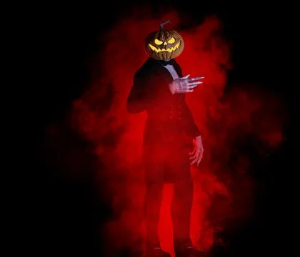 Well Dressed Demonic Pumpkin Head Stock Illustration