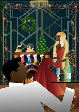 Well-dressed human during a festive dinner Stock Illustration