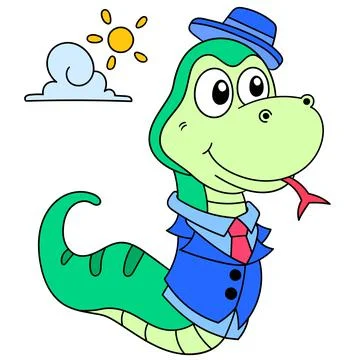 Well dressed snake in a suit ready to go to business, doodle icon image Stock Illustration