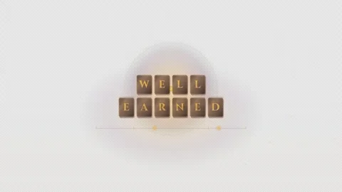 Well earned letters on a dark background with glowing effects Video stock 345446286
