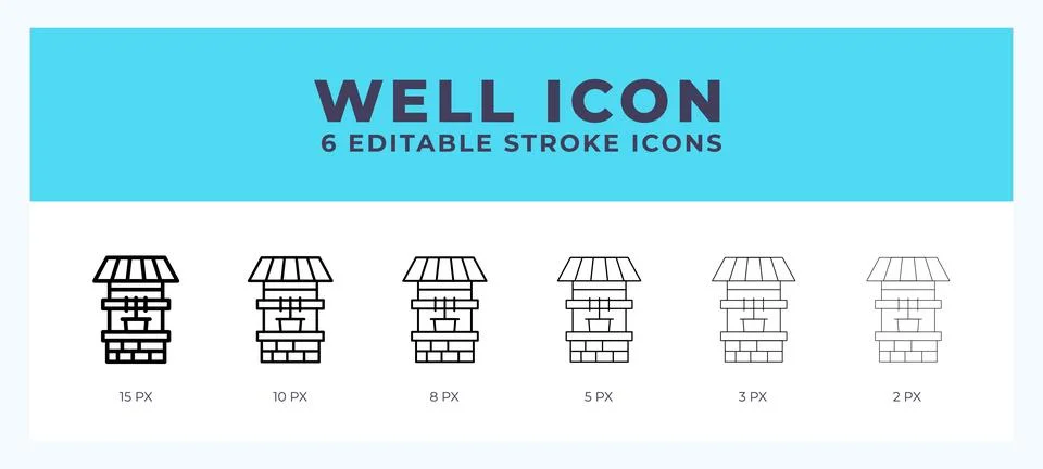 Well icon in thin line. Bold line. Regular line. Editable stroke. 스톡 일러스트