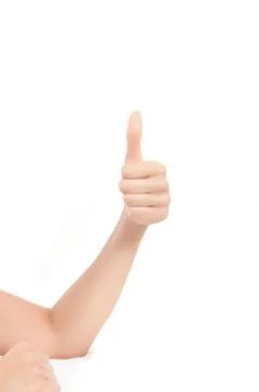 Well-kept woman's hands making gestures or numbers Stock Photos