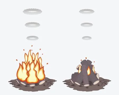 Well prepared campfires Stock Illustration