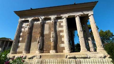 Well preserved rectangular temple portunus forum boarium rome displays greek Stock Footage 324760703