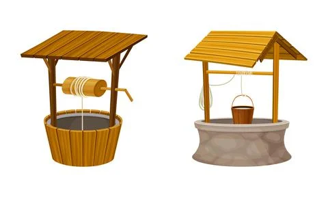Well as Stone Structure in the Ground for Accessing Water Vector Illustration Stock Illustration