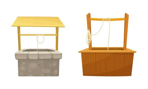 Well as Stone Structure in the Ground for Accessing Water Vector Illustration Illustration