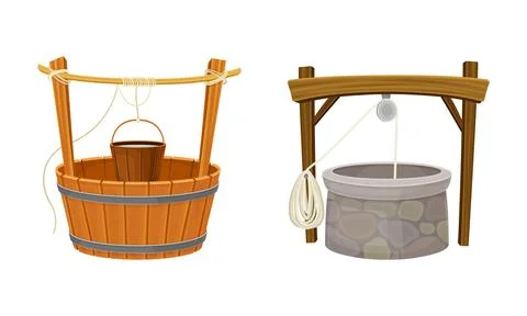 Well as Stone Structure in the Ground for Accessing Water Vector Illustration Stock Illustration