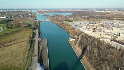 Welland Canal Locks St. Catharines Thorold Moving Right Stock Footage 292839938