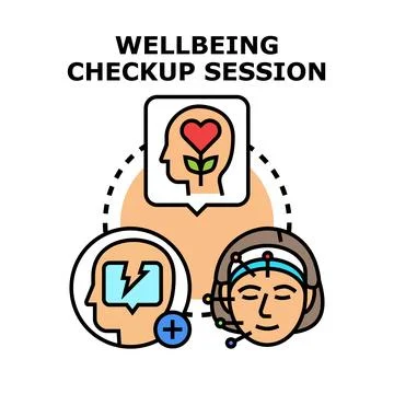 Wellbeing checkup session detecting mental health issues Stock Illustration