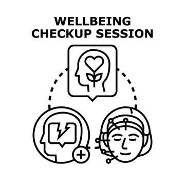 Wellbeing checkup session detecting mental health issues Stock Illustration