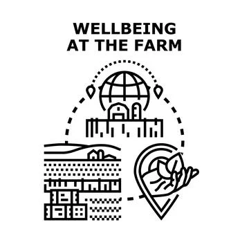 Wellbeing at the farm concept vector icon Stock Illustration