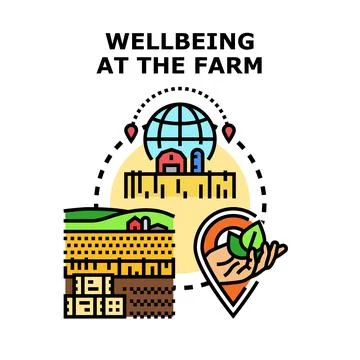 Wellbeing at the farm concept vector icon Stock Illustration