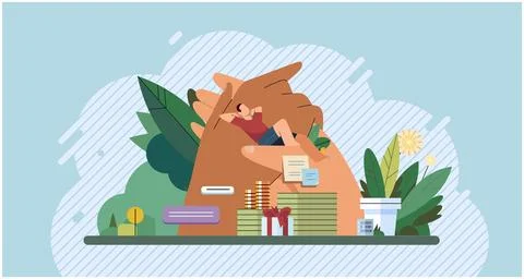 Wellbeing metaphor. Support of professional growth, compass guiding career Stock Illustration