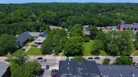 Wellesley town aerial view, MA, USA Video stock 166366144
