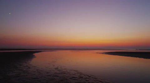 Wellfleet tidal flats at sunset on Cape Cod Video stock 40669204