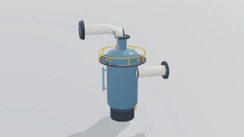 Wellhead separator geothermal 3d loop white background 3D animation seamless Stock Footage 341849454