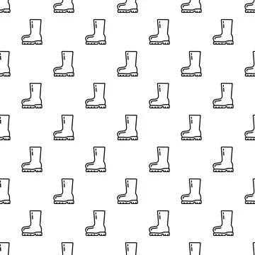 Wellington boots outline seamless pattern for footwear background Illustrazione stock