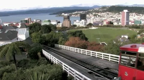 Wellington Cable Car going down Stock Footage 10710321