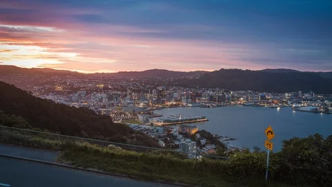 Wellington city centre timelapse Stock Footage 98454627