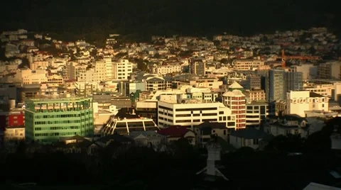 Wellington City Sunset 01 Stock Footage