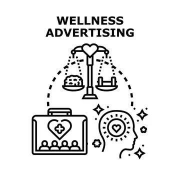 Wellness advertising concept balancing mind and health Stock Illustration