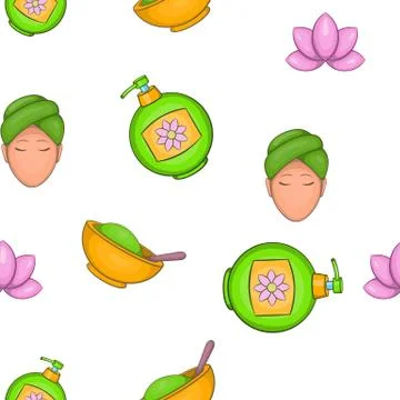 Wellness and spa pattern, cartoon style Illustrazione stock