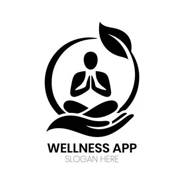 Wellness App Design Logo Holistic Digital 스톡 일러스트
