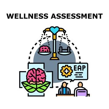 Wellness assessment evaluating mental and physical health Stock Illustration