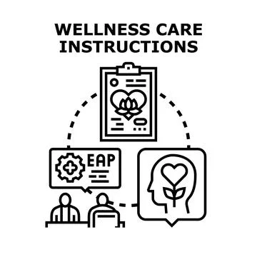 Wellness care instructions document for employee assistance program Stock Illustration