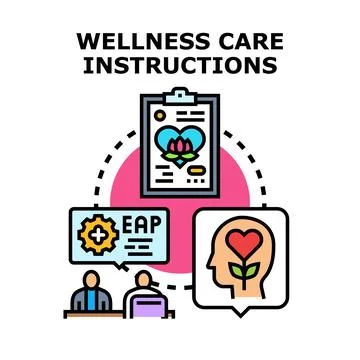 Wellness care instructions document for employee assistance program Stock Illustration