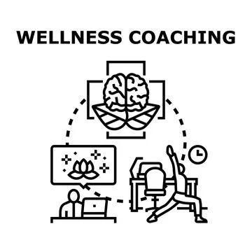 Wellness coaching concept for mind and body wellbeing Stock Illustration